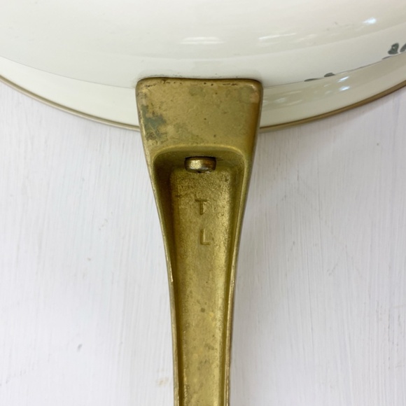 Vintage Enamelware Floral Frying Pan Brass Handle 10" - Picture 11 of 16